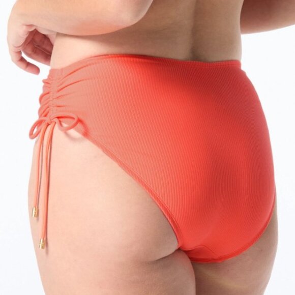 Coco Reef Coral Inspire Shirred High Waist Bikini Bottom - Rib Solids SZ L - NWT - Picture 2 of 8